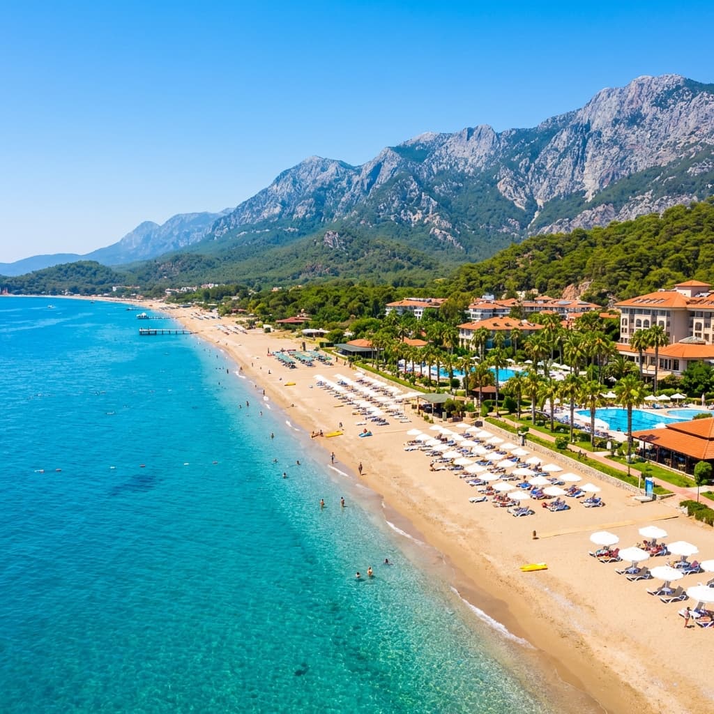Family enjoying Mediterranean beach holiday